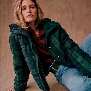 Sézane Tartan Puffer Jacket